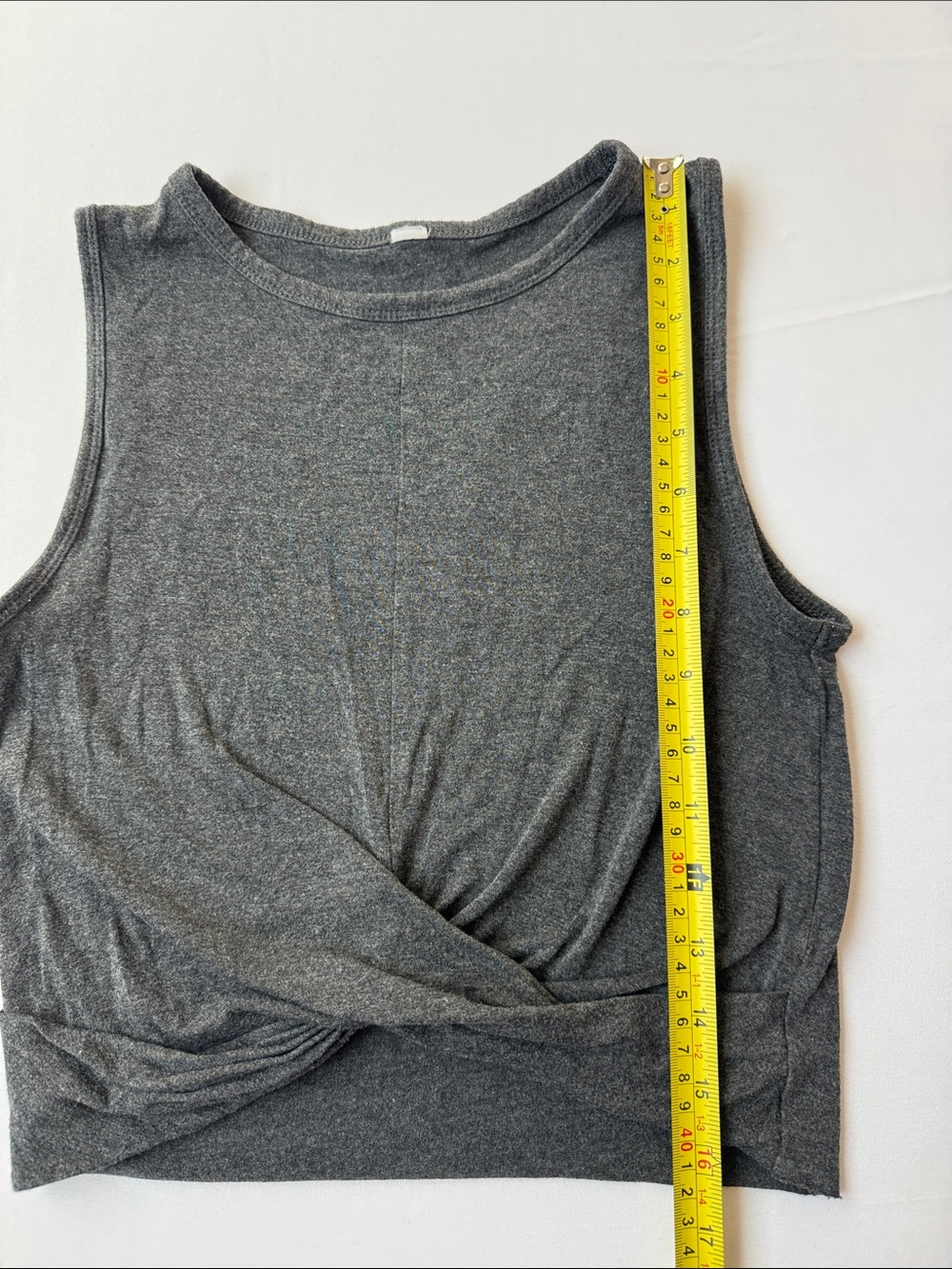 Alo Yoga Cover Tank Twist Front Crop Top Heathered Dark Gray XS - Picture 7 of 9